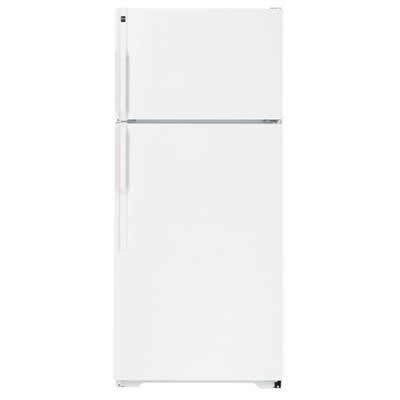 Hotpoint 28-inch, 16.6 cu. ft. Top Freezer Refrigerator with Ice and Water HTH17BCZRWW IMAGE 1