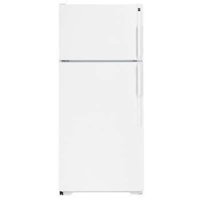 Hotpoint 28-inch, 16.6 cu. ft. Top Freezer Refrigerator with Ice and Water HTH17BCZLWW IMAGE 1