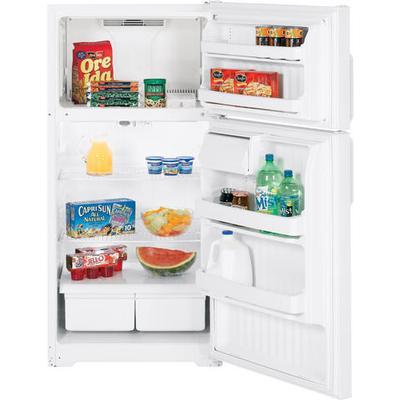 Hotpoint 28-inch, 16.6 cu. ft. Top Freezer Refrigerator HTH17BBZRWW IMAGE 1