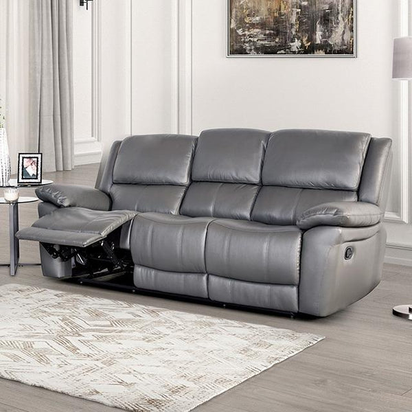 Furniture of America Glarus FM69003DG-SF-M Sofa Manual Recliner IMAGE 1