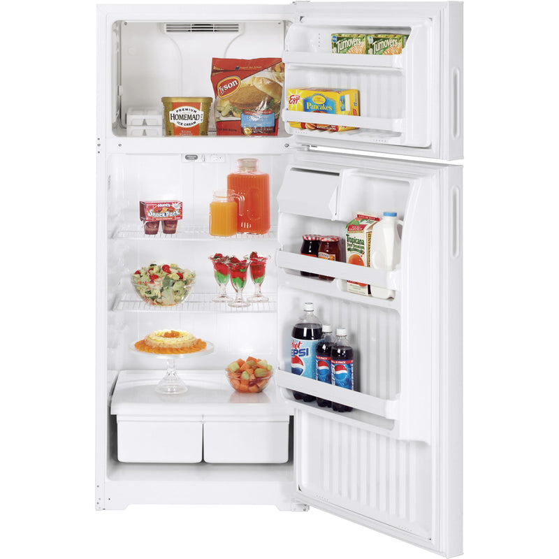 Hotpoint 28-inch, 16.6 cu. ft. Top Freezer Refrigerator HTR17BBBLWW IMAGE 2